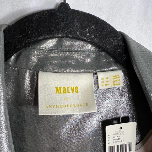 ANTHROPOLOGIE Maeve Metallic Blazer NWT in Size 4P - Picture 3 of 6